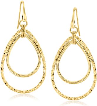 Ross-Simons Italian 18kt Gold Over Sterling Double-Oval Drop Earrings