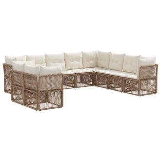vidaXL Conjunto De Sof&aacute;s De Jard&iacute;n 10 Pcs Beige Rat&aacute;n Sint&eacute;tico Vidaxl