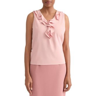 Kasper Ruffle Front Sleeveless Top in Light Rose at Nordstrom, Size X-Small