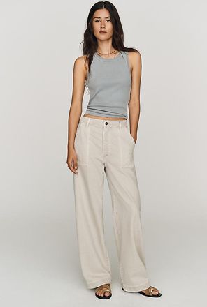 Frame Denim Bow Cargo High-Rise Barrel-Leg Jeans