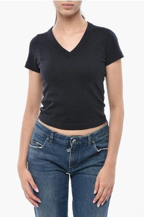 Extreme Cashmere Pure Cashmere Short-Sleeve V-Neck Sweater size One Size