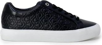 Calvin Klein Zwarte Leren Reli&euml;f Logo Sneaker - Dames - Sneakers - Zwart - 40 EU - Leer - Schoenen
