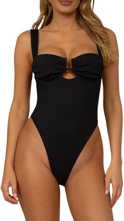 Montce Swim Bella Rib Underwire One-Piece Swimsuit in Black Rib at Nordstrom, Size X-Small