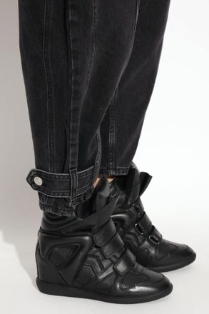 Isabel Marant Suede Wedge Sneakers Bekett, Womens, Black