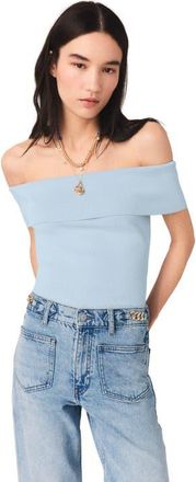 Maje Bardot rib knit top in Blue Sky at Nordstrom, Size X-Small