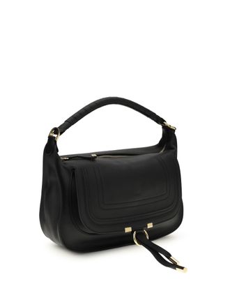 Chlo&eacute; Womens Marcie Small Shoulder Bag Black Calf Leather Bos Taurus