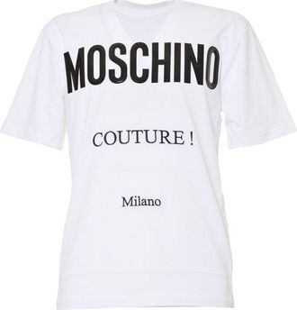 Moschino White Cotton T-Shirt Logo Print
