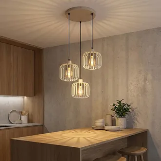 Globo Lighting Lampada A Sospensione A Led Lampada A Sospensione Per Sala Da Pranzo Lampada A 3 Luci In Metallo Beige &Oslash; 44 Cm