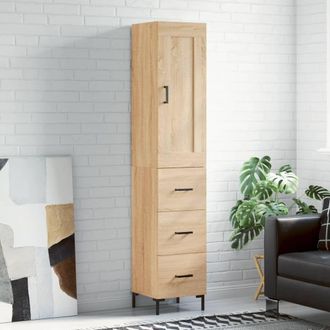 Berkfield Home Highboard Sonoma Oak 34.5x34x180 cm Engineered Wood in Brown
