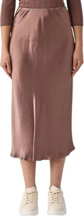 Max Mara Satin Midi Rok Rechte Lijn Licht Uitlopend - Dames - Midirokken - Paars - L - Satijn - Rokken