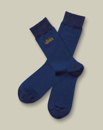 CHARLES TYRWHITT The Lions Stripe Socks - Royal Blue & Steel Size 10.5-13 by Charles Tyrwhitt