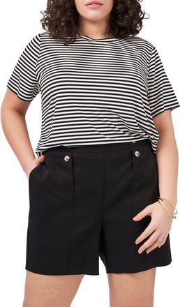 Vince Camuto Stripe T-Shirt in Rich Black at Nordstrom, Size 2X