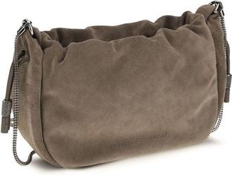 Brunello Cucinelli Womens Brown Calf Leather Bos Taurus Shoulder Bag