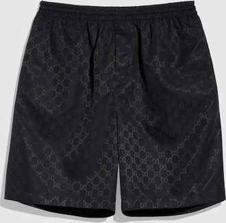 Gucci GG Cotton Faille Shorts, Size 44, Black