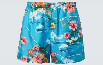 Gucci Shorts de sarga de seda florales