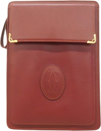 Cartier Bordeaux Leather Clutch Bag (Pre-Owned)
