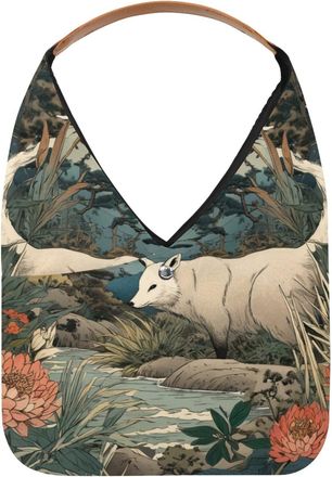 Generic Beautiful Ukiyo-e Reusable Lightweight Grocery Bags - Foldable Into Compact Pouch, Washable & Sturdy, Multipurpose for Shopping and Travel