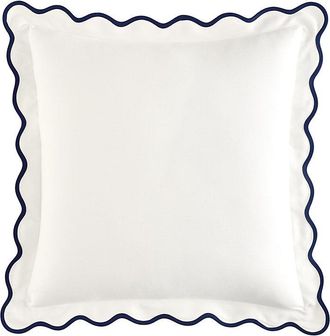 Ballard Designs Scalloped Outdoor Pillow Cover - Select Colors - Navy/White - 20 x 20 - Ballard Designs