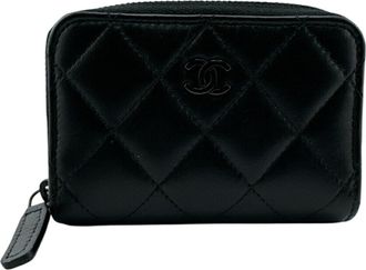 Chanel Black Leather Coin Purse/Coin Case (Pre-Owned)