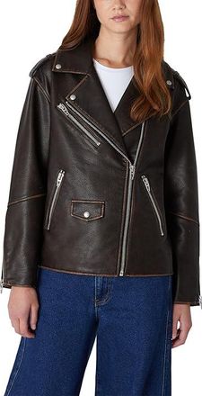 Blank NYC Vegan Leather Moto Jacket Womens Jacket Brown : MD