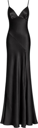 Alberta Ferretti Satin Long Dress - Dames - Avondkleed - Zwart - M - Satijn - Kleedjes