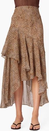 Cami NYC Yazmeena Asymmetric Ruffle Chiffon Skirt in Leopard at Nordstrom, Size Xx-Small