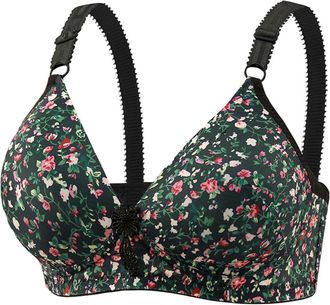 Generic Cotton Bras for Women Full Coverage Supportive Lightly Lined Floral Lace Bra Wireless Sleeping Bras Women Bra Sexy (Black, 38B)