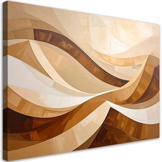 Feeby Cuadro En Lienzo, Olas Abstractas Beige Pastel, 120x80