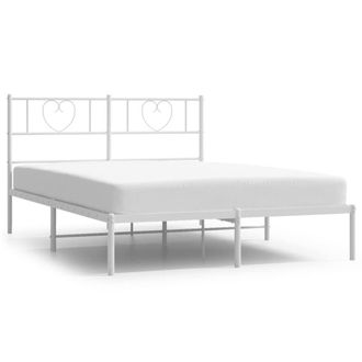 Berkfield Home Metal Bed Frame with Headboard White 140x200 cm