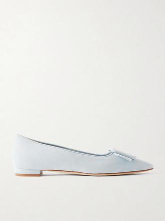 Manolo Blahnik Ballerine A Punta In Camoscio Con Fibbia Maysale - Blu