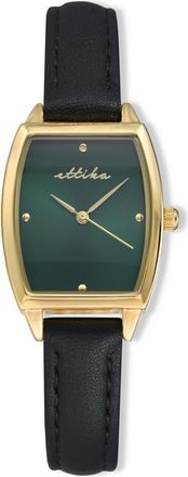 Ettika Classic Leather Strap Watch in Emerald And Black at Nordstrom Rack