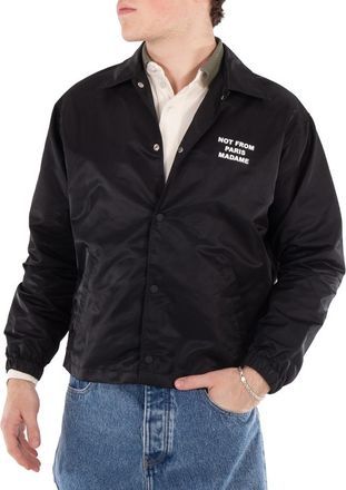 Drôle de Monsieur Mens Black La Veste Slogan Nylon Jacket, Size X-Small