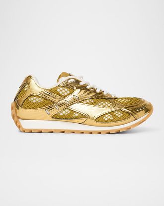Bottega Veneta Women & apos;s Orbit Metallic Net Runner Sneakers