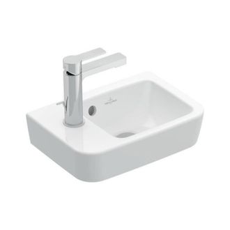 Villeroy & Boch O.novo - Lavamanos Compact 36x25 Cm, Con Rebosadero, 1 Orificio Para El Grifo A La Izquierda, Ceramicplus, Blanco Alpino 434236r1