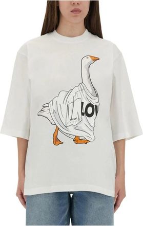 Moschino Oversized Logo T-shirt - Dames - T-shirts - Wit - XS - Katoen - Tops