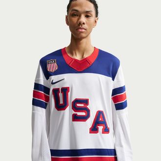 Nike Mens Team USA Hockey Jersey in White | P34235USAH-WHT