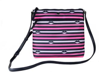 Kate Spade New York Striped Nylon Leather Crossbody Handbag