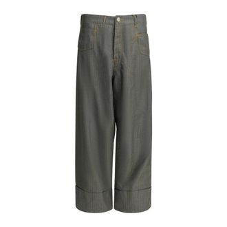 Junya Watanabe Pantaloni a palazzo a righe cropped - - Trousers - Uomo - Grigio - L