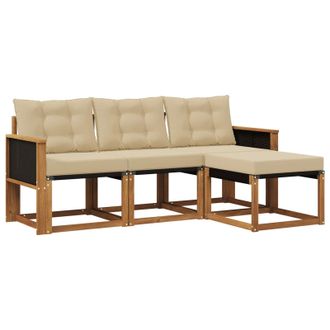 vidaXL Conjunto De Sof&aacute;s De Exterior Con Coj&iacute;n 4 Pcs Natural Y Beige Vidaxl