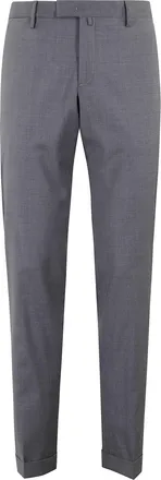 BRIGLIA 1949 Gray Slim Front Pulls Wool Straight-Leg Pants