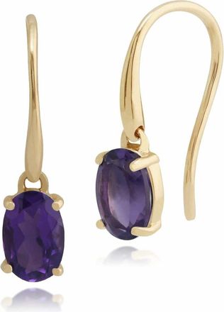 Gemondo Classic Oval Amethyst Claw Set Drop Earrings in 9ct Yellow Gold