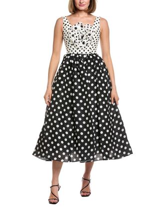 Carolina Herrera Full Dot Silk Midi Dress