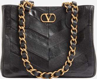 Valentino Garavani Black Laseine Small Tote