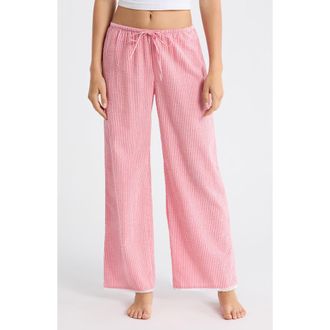 Open Edit Seersucker Sleep Pants in Coral- Pink Hickory Stripe at Nordstrom, Size X-Large