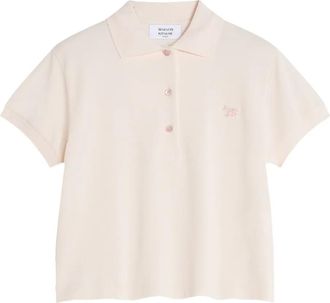 Maison Kitsuné Polo in cotone con ricamo - Bianco