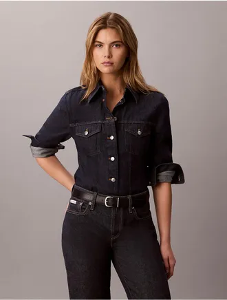 Calvin Klein Jeans Calvin Klein Womens Denim Trucker Shirt - Blue - XL