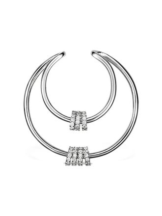 Obsidian Tweekleurige oorcuff - Zilver