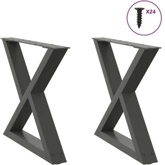 vidaXL Vidaxl - Patas Para Mesa De Centro (2 Unidades), Antracita, 50 X (42-43,3) Cm, Acero