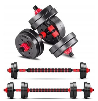OEM Juego De Mancuernas Ajustables De Acero Bituminoso 2 X 5 Kg + Barra = Juego De Mancuernas De 10 Kg