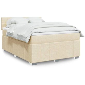 vidaXL Vidaxl - Cama Box Spring Con Colch&oacute;n Tela Color Crema 160x200 Cm
